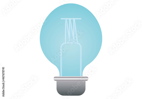 Icono de bombilla azul en fondo blanco.