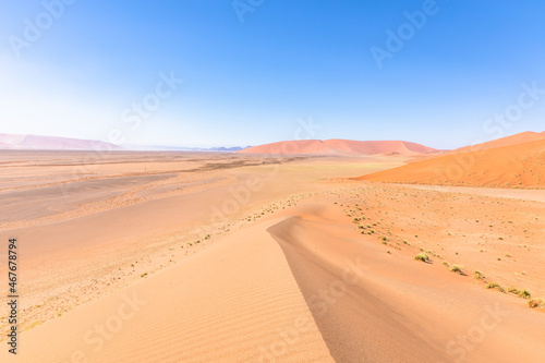 Beautiful sand dunes, perfectly shaped, at dune 45, Sossusvlei, Namibia.