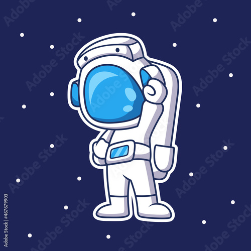 Cute astronaut with energetic pose