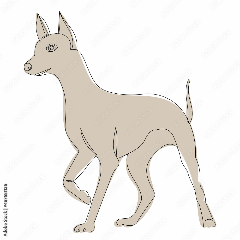 brown dog one line drawing isolated