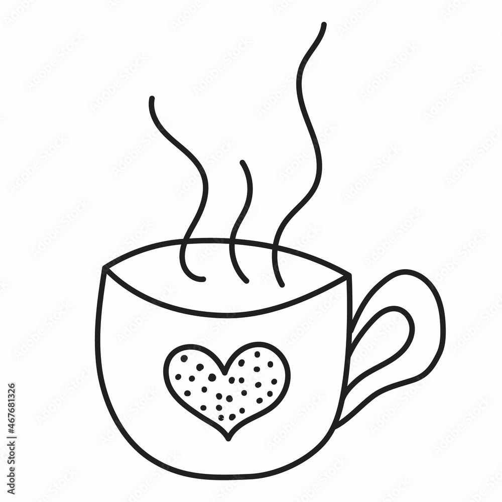 mug of tea doodle drawing isolated, vector mug of tea doodle drawing isolated, vector