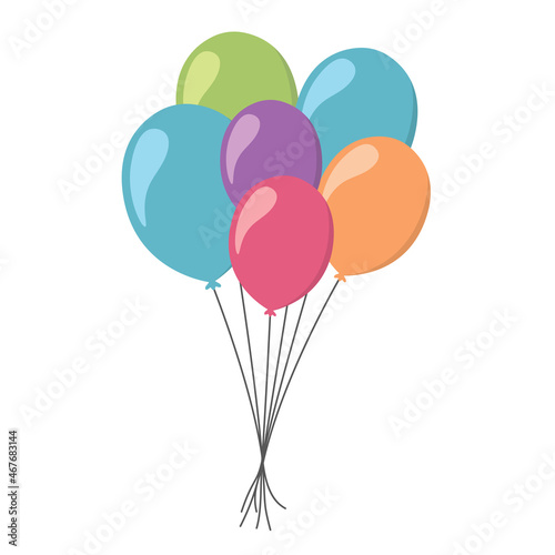 Pastel Balloons Transparent PNG in flat vector design for decoration