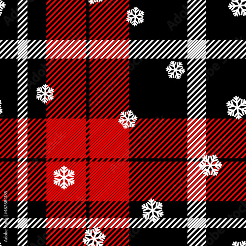 Christmas themed red buffalo plaid pattern with snowflakes