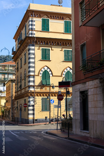 Street in mediterranean resort Sestri Levante, Liguria, Italy