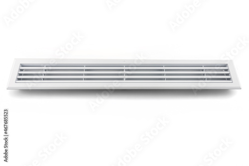 White ventilation grille for cooling the built in refrigerator in kitchen furniture, isolated on a white background.