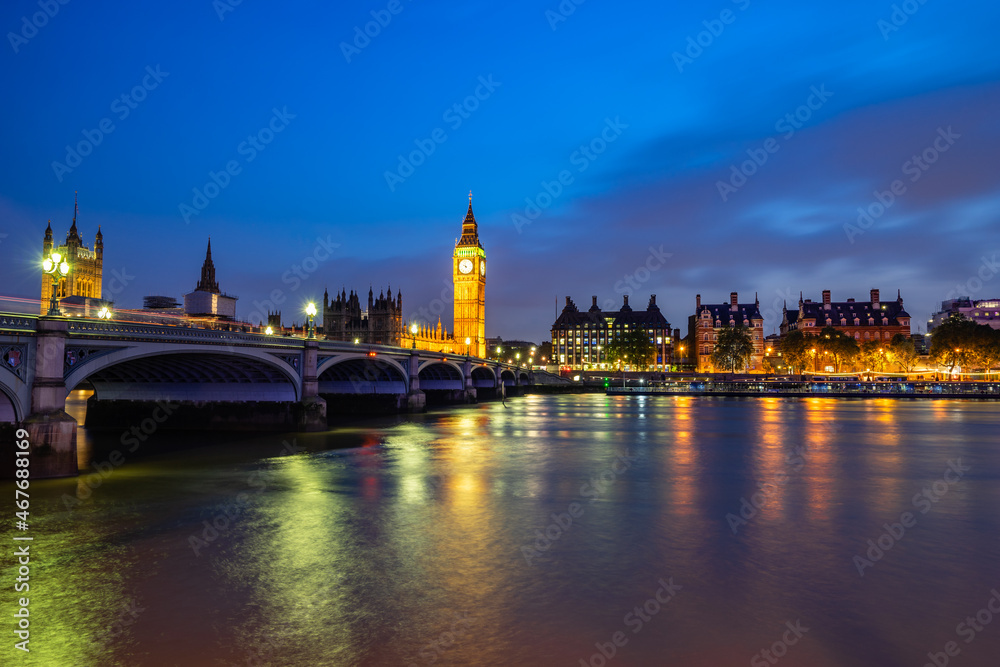 Big Ben at dusk in London. England