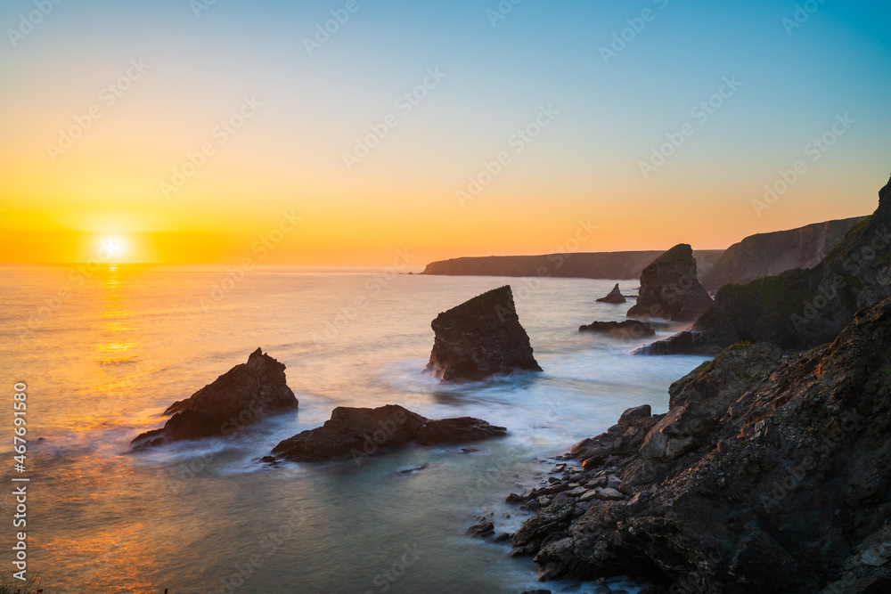 Sunset at Bedruthan Steps, North Cornwall, UK Sunset at Bedruthan Steps, North Cornwall, UK