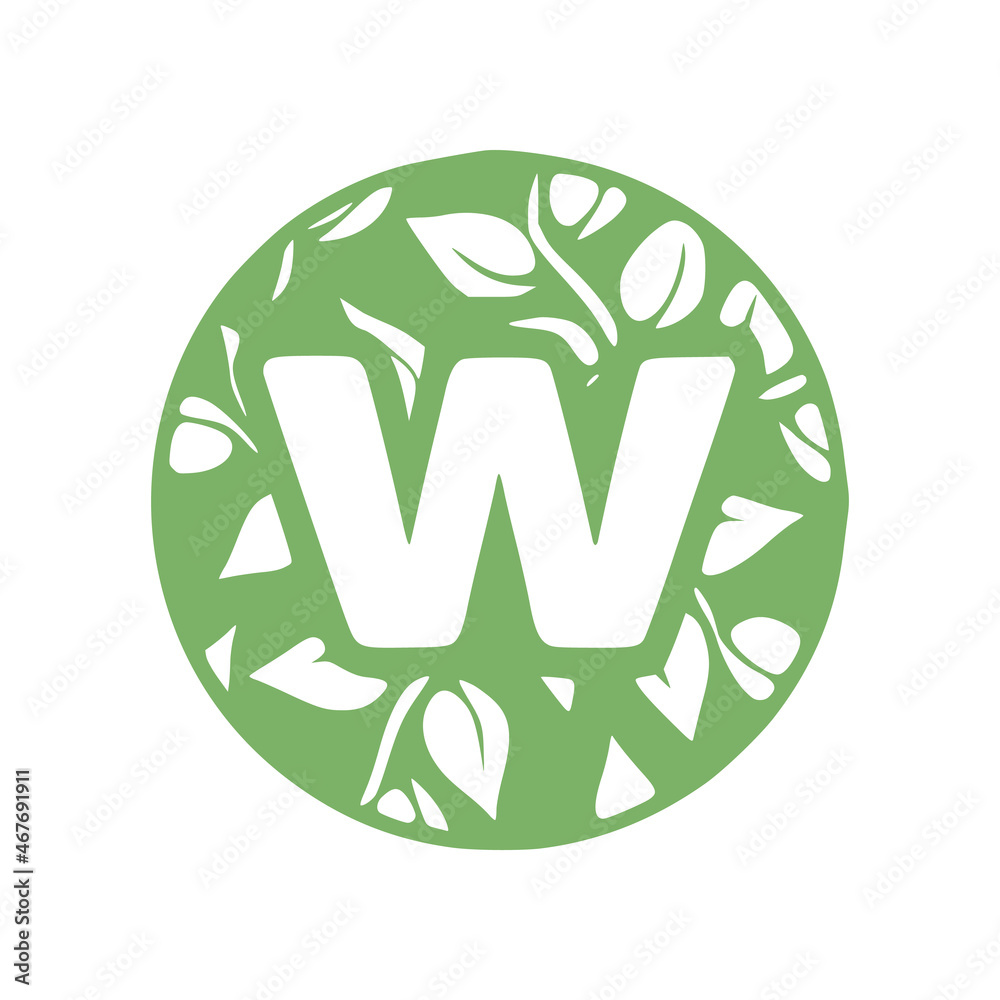 Letter w natural hand drawn monogram initials Letter w natural hand drawn monogram initials