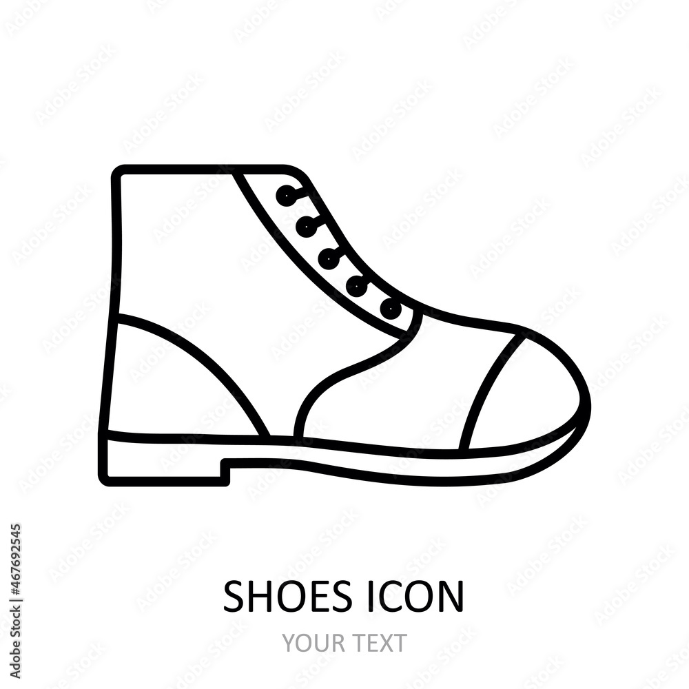 Vector illustration with shoes icon - boots. Outline drawing.