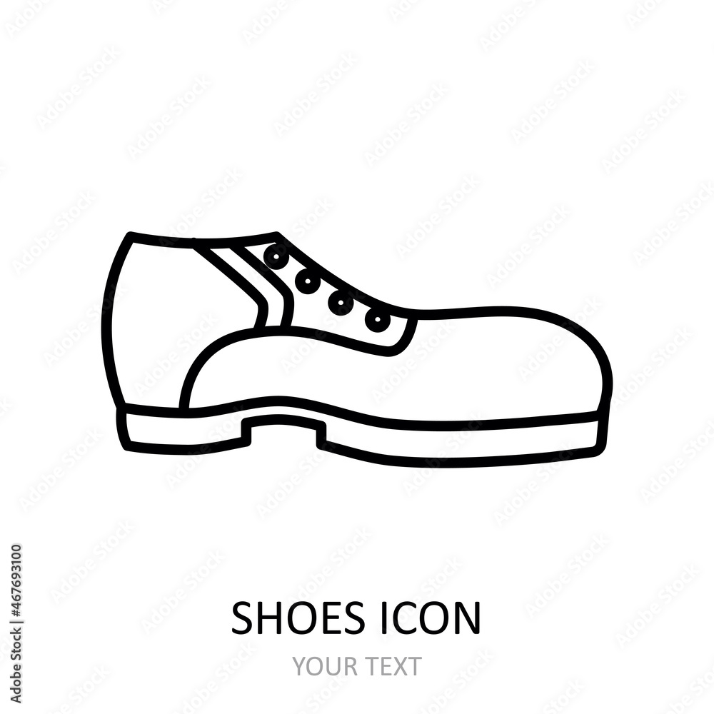 Vector illustration with shoes icon - derby. Outline drawing. Vector illustration with shoes icon - derby. Outline drawing.