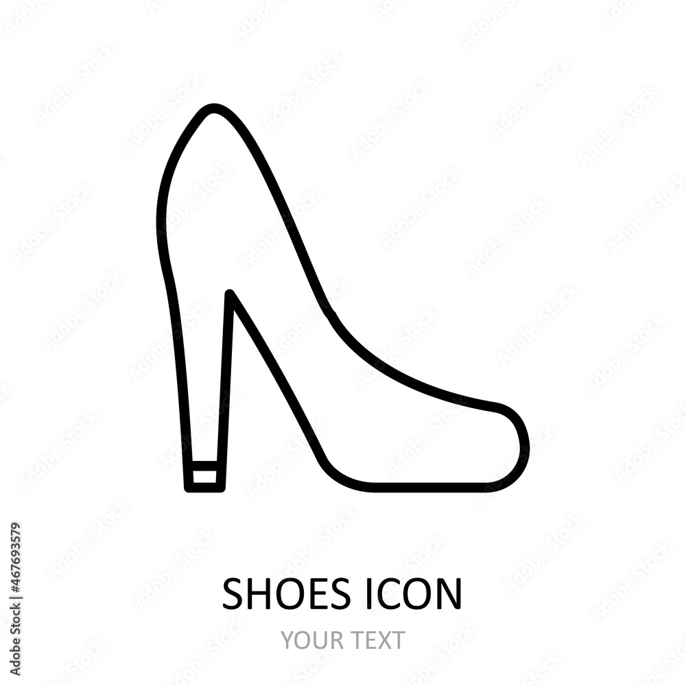 Vector illustration with shoes icon. Outline drawing. Vector illustration with shoes icon. Outline drawing.