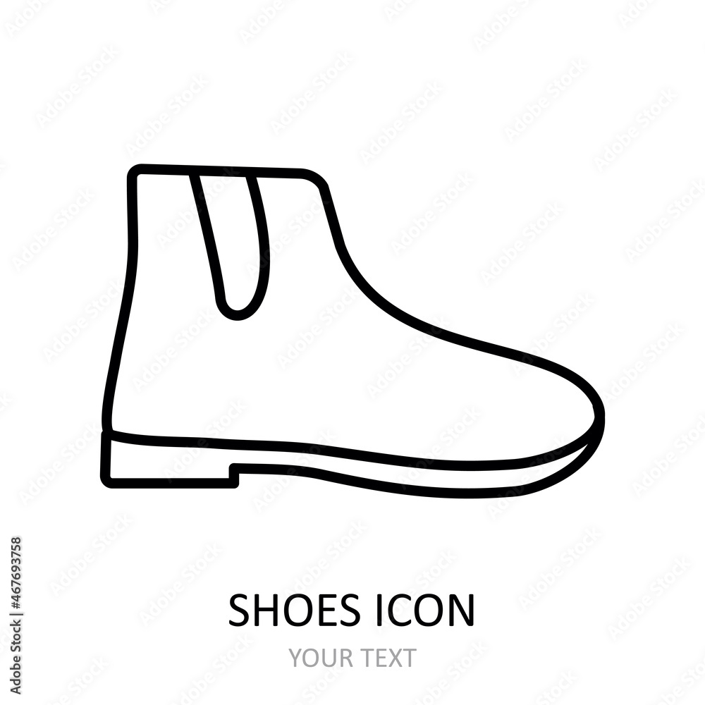 Vector illustration with shoes icon. Outline drawing. Vector illustration with shoes icon. Outline drawing.