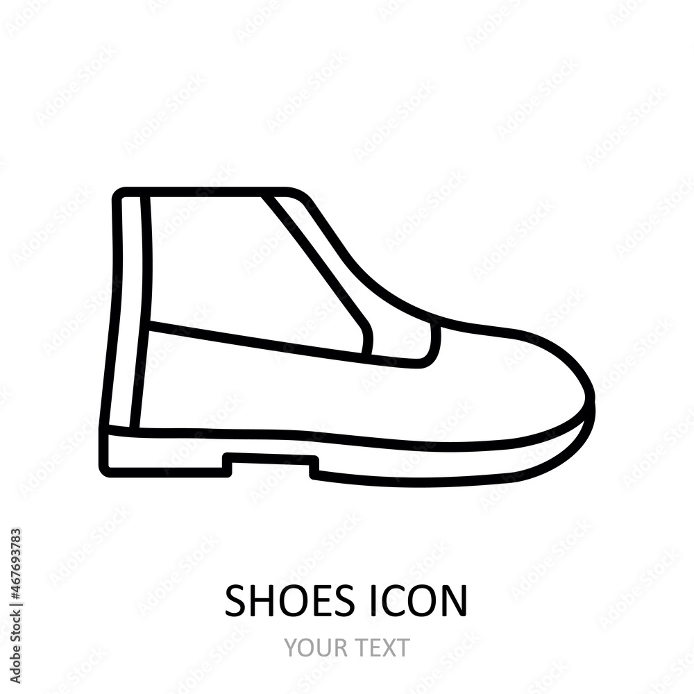 Vector illustration with shoes icon. Outline drawing. Vector illustration with shoes icon. Outline drawing.