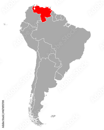Karte von Venezuela in Südamerika