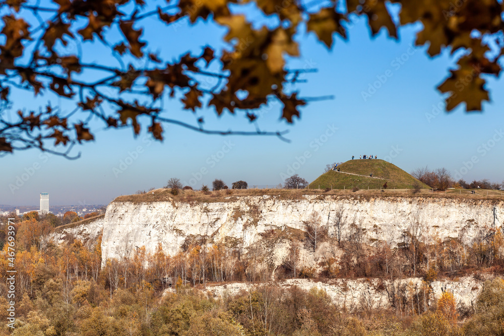 Krakus Mound also called the Krak Mound in fall colors at sunset