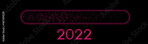 2022 New Year pink abstract sparkling background. Loading bar purple dots Christmas vector banner