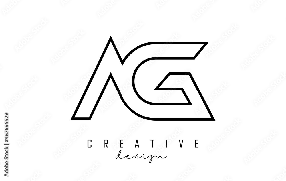 Outline AG letters logo with a minimalist design. Geometric letter logo. Outline AG letters logo with a minimalist design. Geometric letter logo.