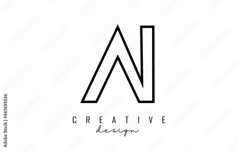 Outline AI letters logo with a minimalist design. Geometric letter logo. Outline AI letters logo with a minimalist design. Geometric letter logo.