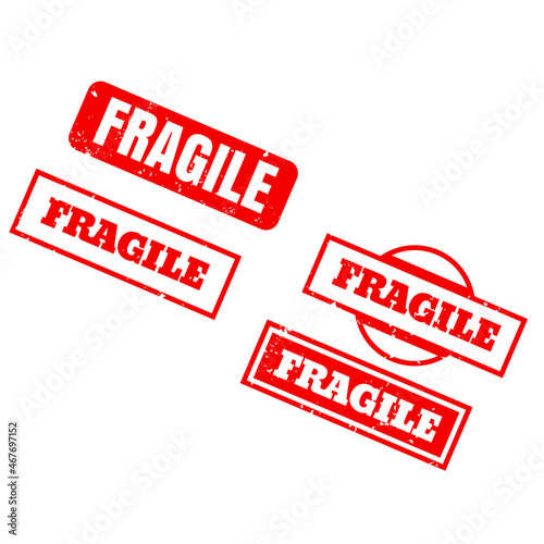 Fragile rubber stamps red colour
