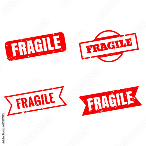Fragile rubber stamps red colour