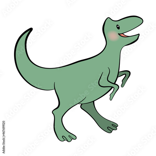 Baby dinosaur vector illustration. Cute tyrannosaur cartoon isolated. Fun dinosaur animal vector. Happy colorful cartoon character vector