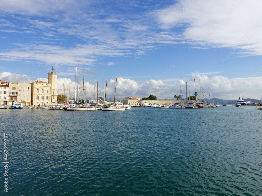 The port of La Ciotat with clouds in the sky