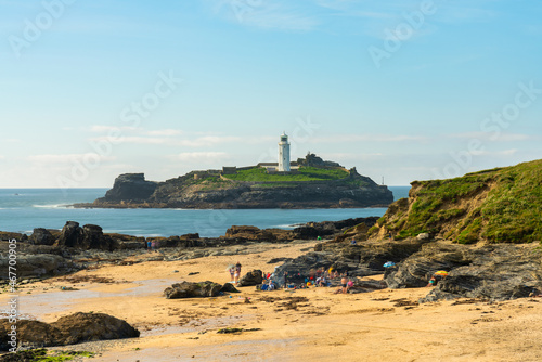 Gwithian Beach and Godrevy lighthouse in Cornwall. United Kingdom © Pawel Pajor