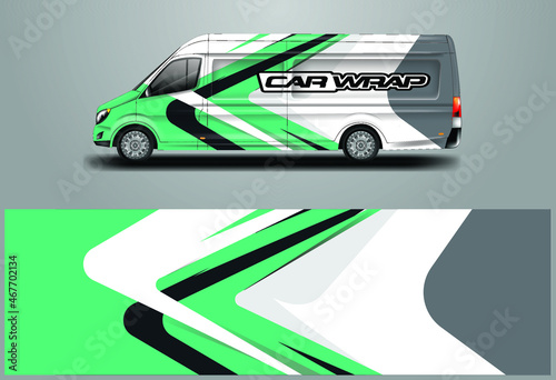 Car Wrap Van Design Vector. Graphic Background designs for vehicle Company livery and cargo