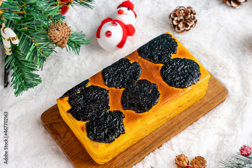 Lapis Legit or Thousand Layers Cake with prunes as topping and filling. 

Spekkoek or lapis legit is popular in Indonesia and is served as a holiday treat, especially for natal, imlek, and lebaran. photo