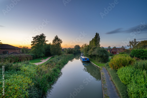 Grand Union canal at sunset in Milton Keynes. England