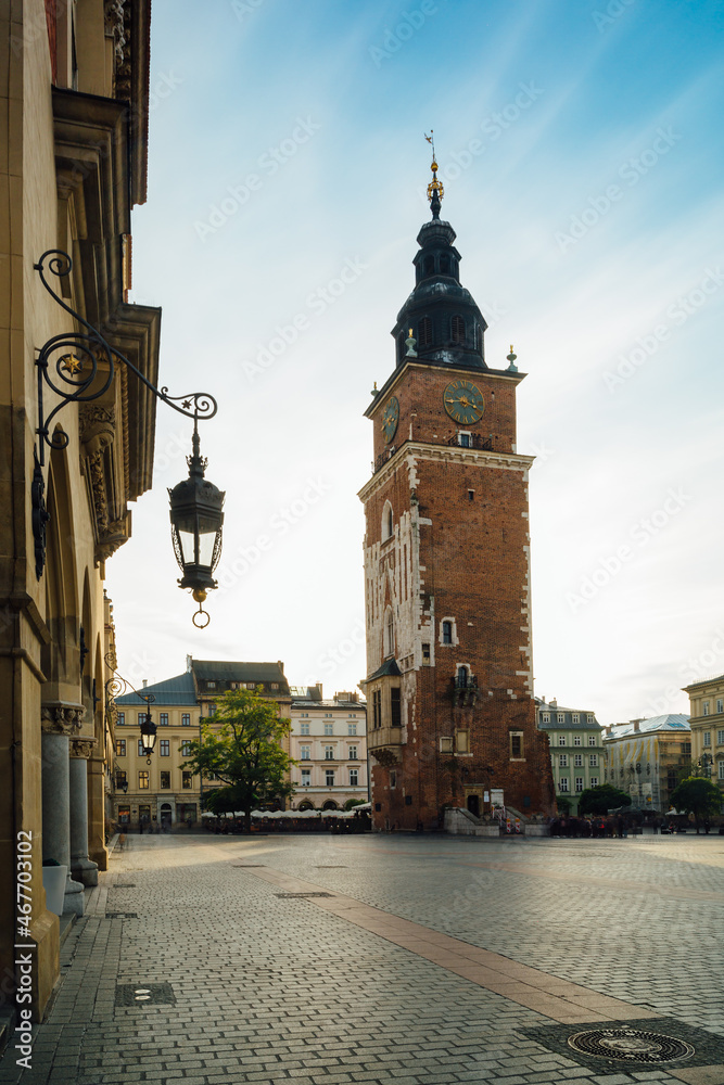 Fototapeta premium The ancient Town Hall Tower, located on Karkow's main square, Poland.