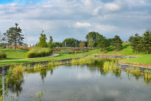 Water pond in Bicester town, England