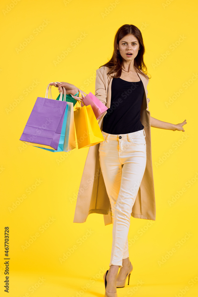 smiling woman shopping entertainment lifestyle studio model smiling woman shopping entertainment lifestyle studio model