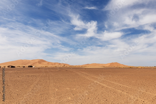 Sand dunes in the desert. Erg Chebbi Sahara Desert. Morocco