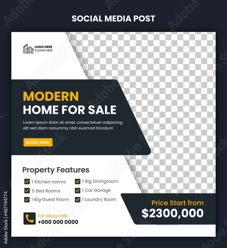 Real estate modern, elegant or luxury house Social media post or square banner template ( eps files )