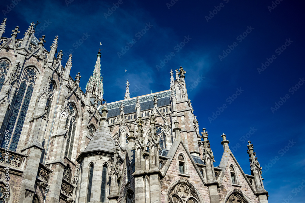 Fototapeta premium Low angle partial view of the cathedral of Oostende, Belgium