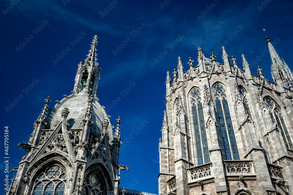 Fototapeta premium Scenery street perspective from Oostende, Belgium. Lovely summer day, walking in the city, perfect moment for travel photography