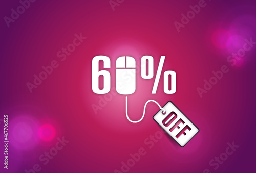 60% Off Sale discount text on red pink background