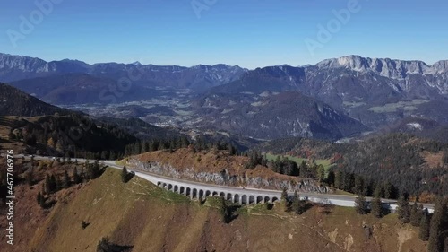 Flight over Rossfeld mountain panoramic road, Berchtesgaden, Germany
