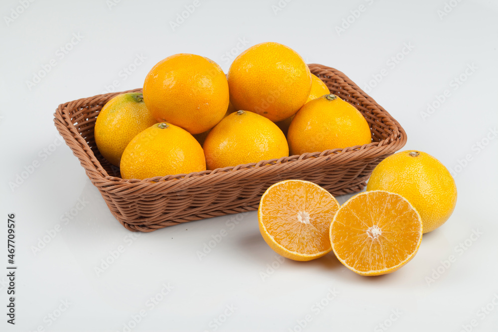 Golden incense, tangerines, oranges, fruits, fresh