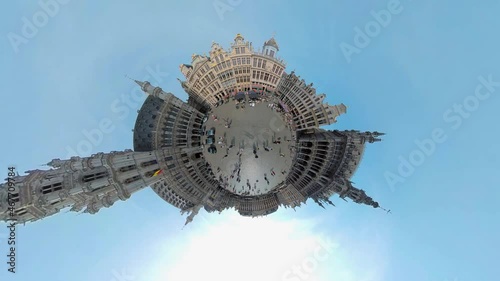 Old town of Brussels, the city center in Belgium as little planet format on a sunny day in summer. photo