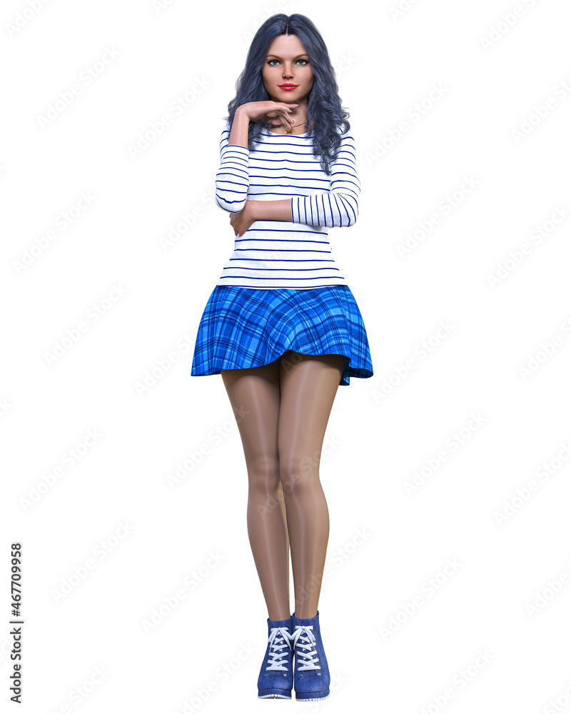 Fototapeta premium Beautiful woman in short skirt and boots.