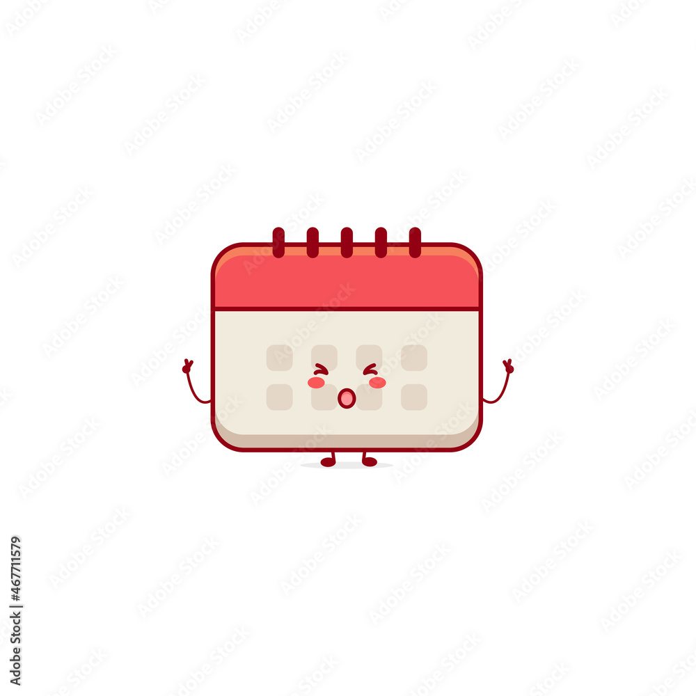 Cute funny calendar character. Vector hand drawn cartoon mascot character illustration icon. Isolated on white background. years character concept Cute funny calendar character. Vector hand drawn cartoon mascot character illustration icon. Isolated on white background. years character concept