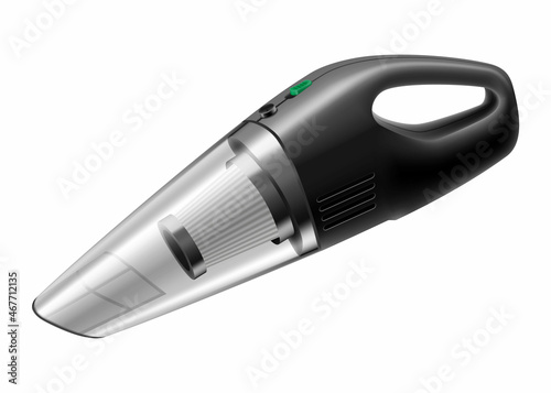 Hand car vacuum cleaner , isolated on white background. Realistic 3d vector illustration of hand car vacuum cleaner, icon for web design