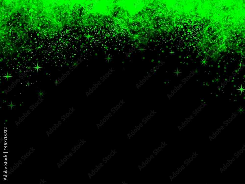 Green neon light glitter stars texture background