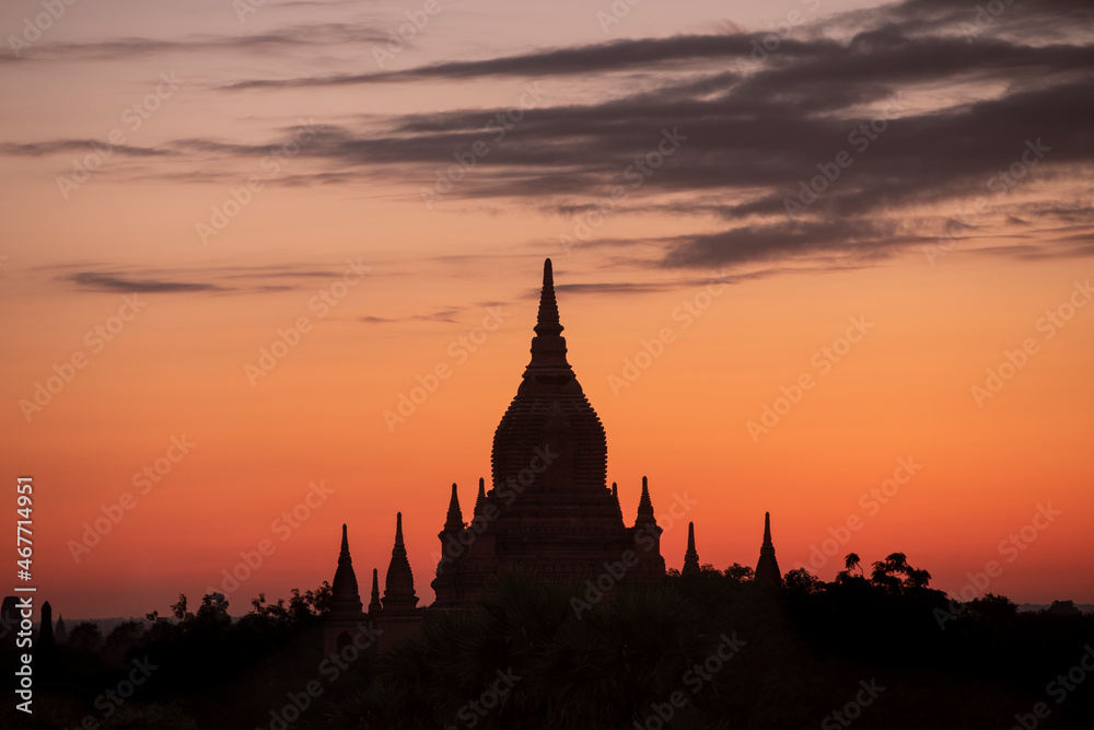 Bagan, Burma - Myanmar sunrise at the valley of the 1000 temples