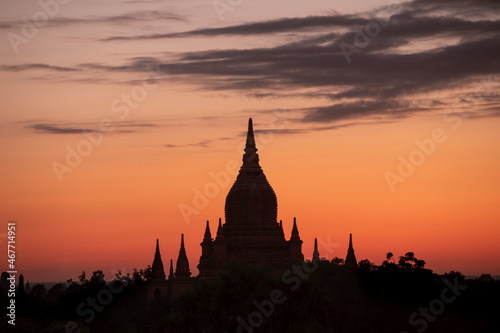 Bagan  Burma - Myanmar sunrise at the valley of the 1000 temples