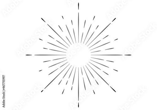 白紙に黒い破線のサンバースト