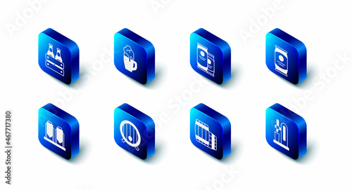 Set Glass of beer, Beer can, tap with glass, Wooden barrel, brewing process and Pack bottles icon. Vector