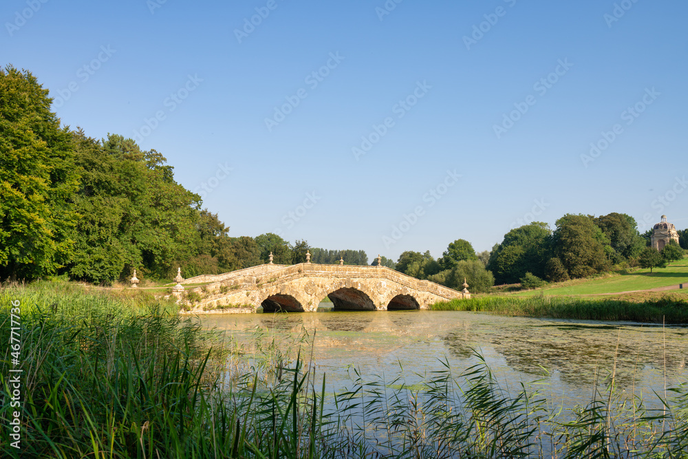 The Oxford bridge at Stowe gardens in England